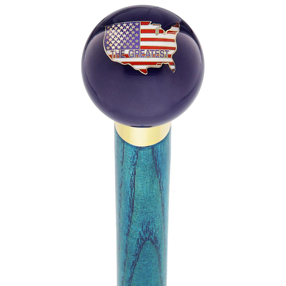 USA Flag Translucent Handle Cane - Ash Shaft & Collar Cheap Pice Free Shipping