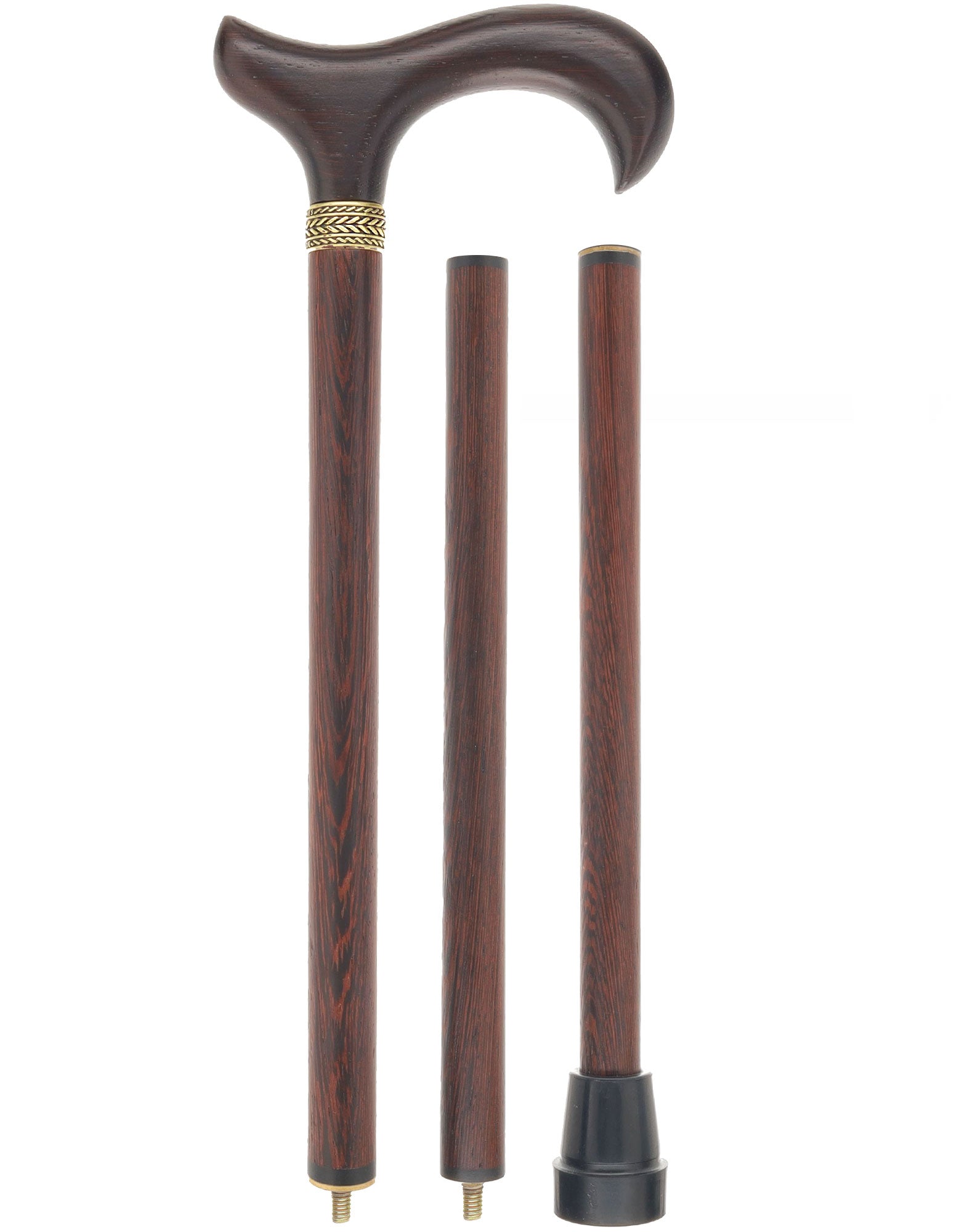 Luxury Wenge Derby Cane - 3-Piece with Brass Collar Cheapest Pice