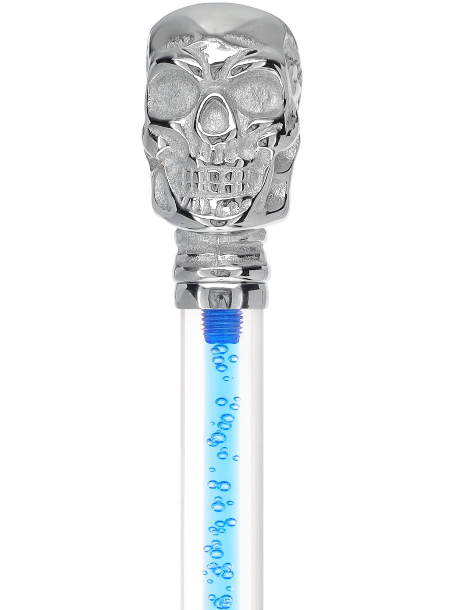 Color Crystal Elegance Chrome Skull Cane with Invisible Acrylic Shaft Options Discount Great Deals