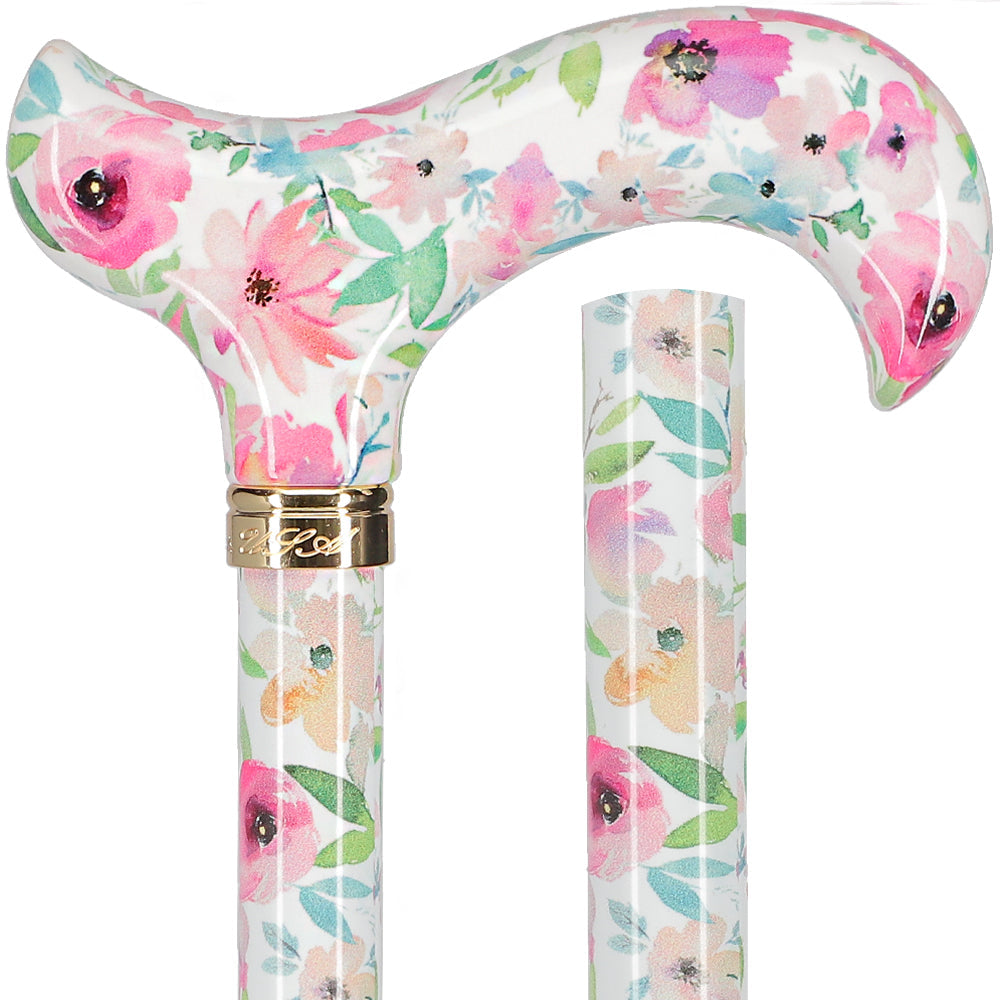 Scratch and Dent Watercolor Flowers: Designer Adjustable Cane w/ Patterned Handle V3051 Buy Cheap Deals