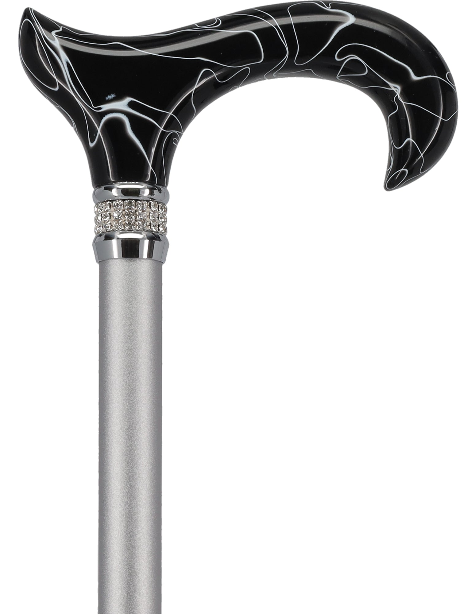 Rhinestone Designer Cane: Black Marble & Platinum Pearlz Pick A Best Sale Online