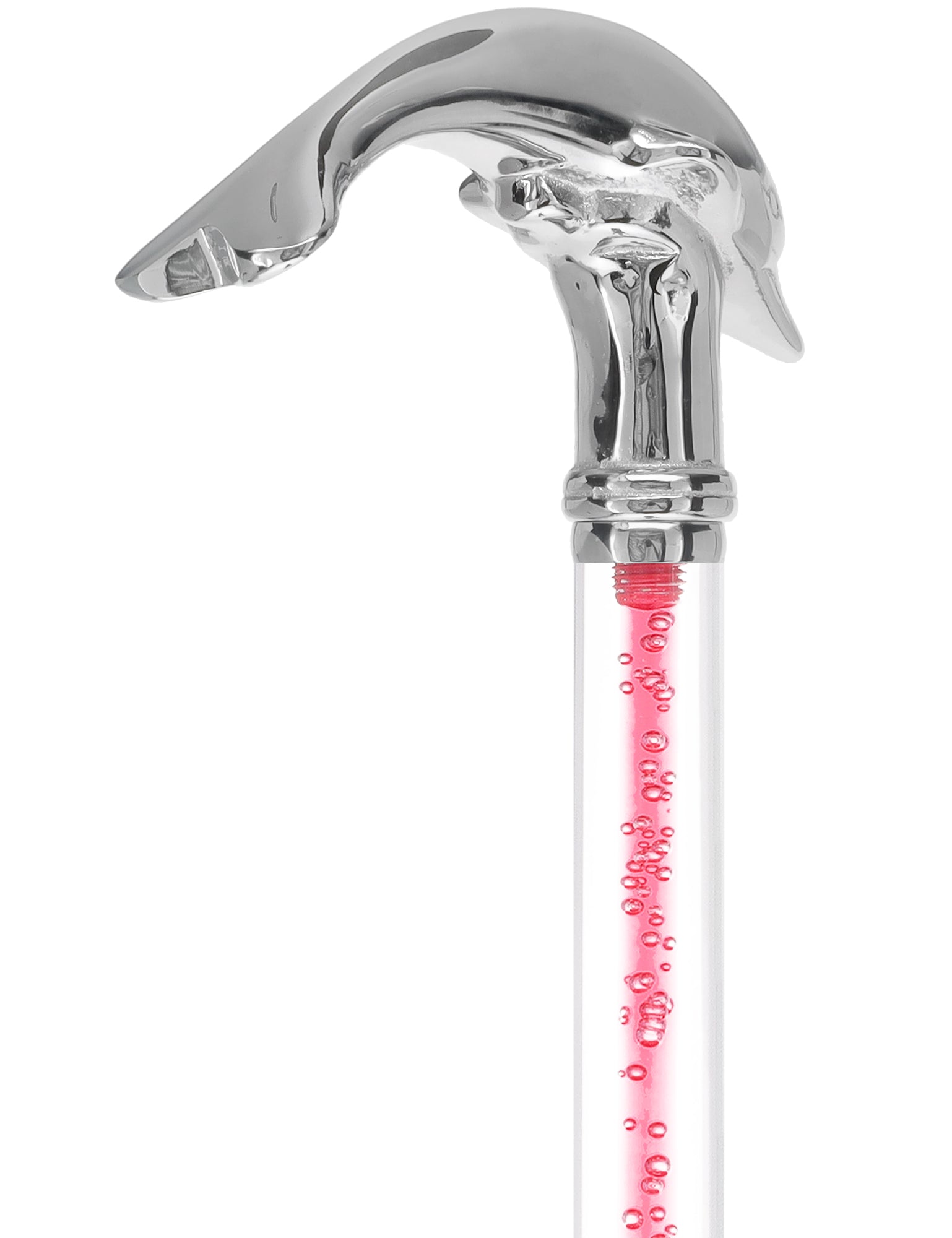 Color Crystal Elegance Chrome Dolphin Cane with Invisible Acrylic Shaft Options Cheap Order