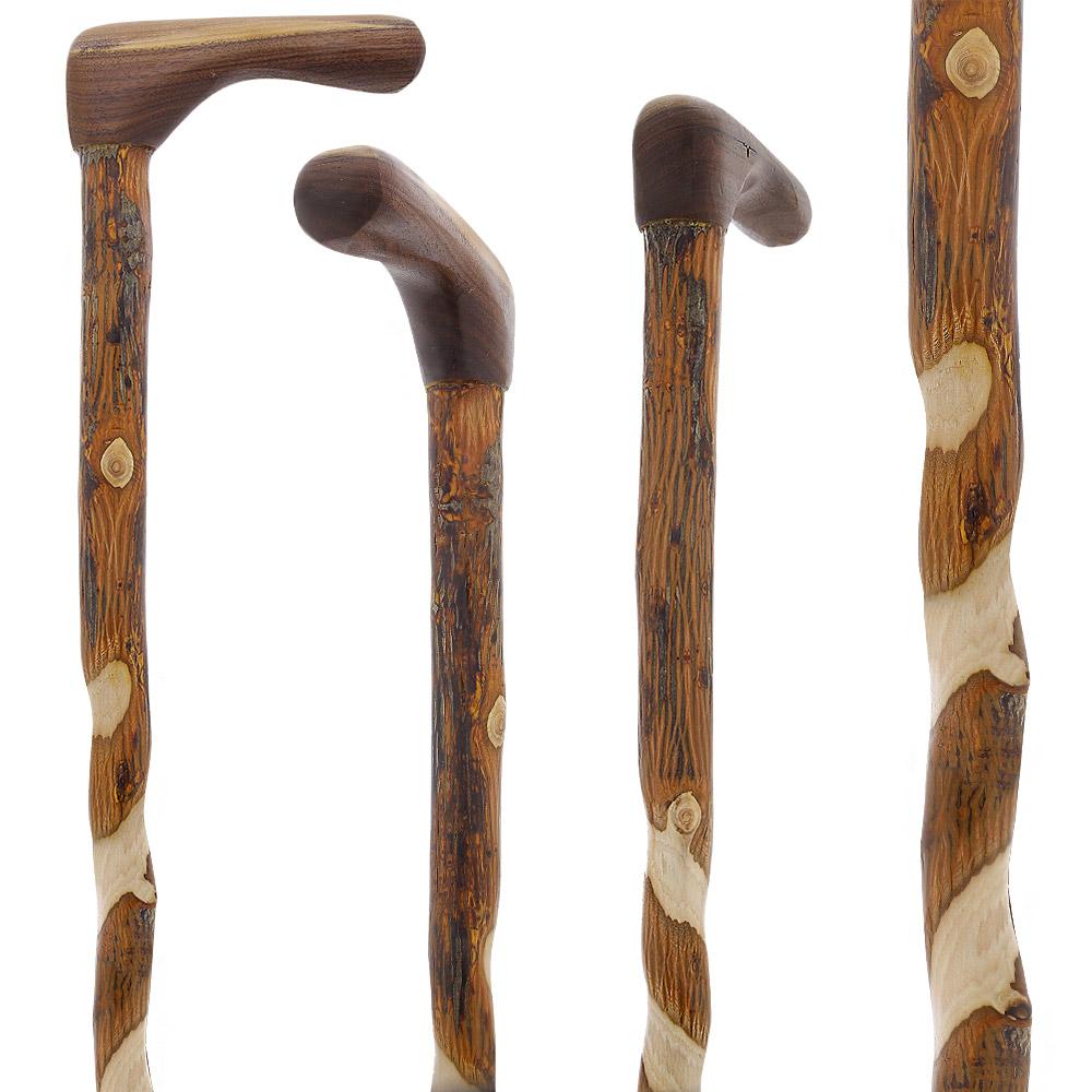 Elegant Spiral & Natural Bark Cane: Hickory & Walnut Craft Clearance Inexpensive