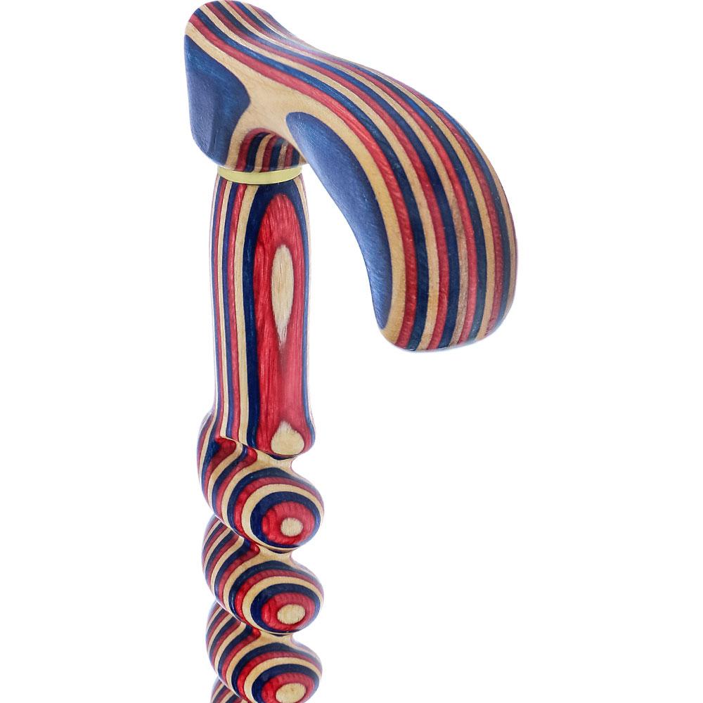 USA-Made Patriotic Twisted Spiral Cane: Red, White & Blue Fashionable Cheap Pice