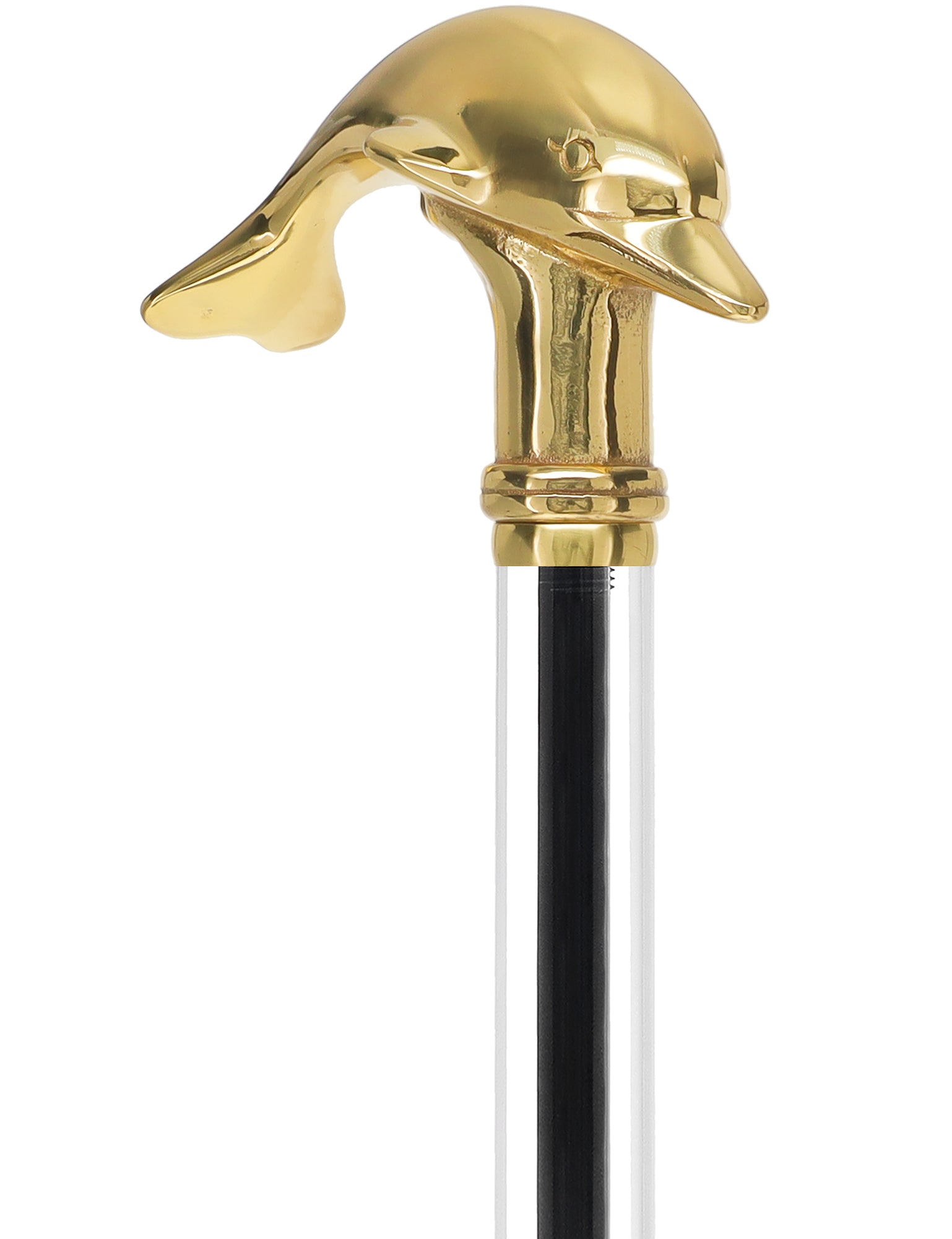 Crystal Elegance Brass Dolphin Cane with Invisible Acrylic Shaft Options Discount Authentic Online