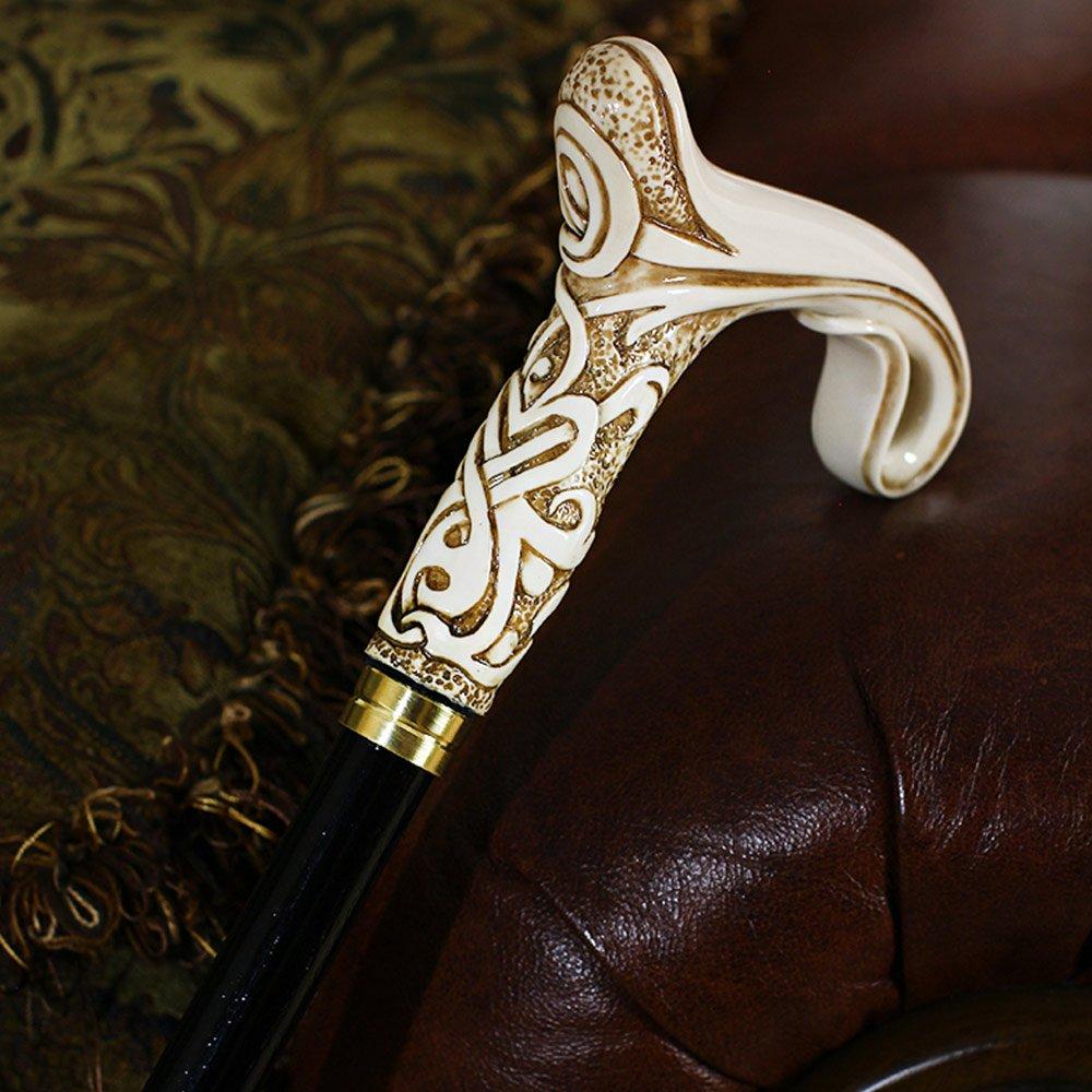 Scratch and Dent Magic Scroll in Ivory Walking Cane w/ Wood Shaft & Brass Collar V2377 Tumblr Sale Online