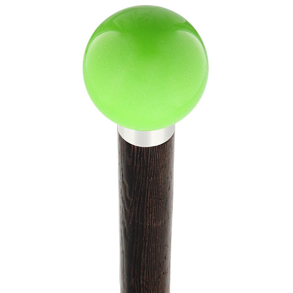 Green Apple Metallic Round Knob Cane w/ Custom Wood Shaft & Collar Cheap Sale Pick A Best