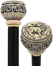 Comoys Astrological Leo Handle Walking Cane w/ Custom Shaft and Collar Clearance Online Online