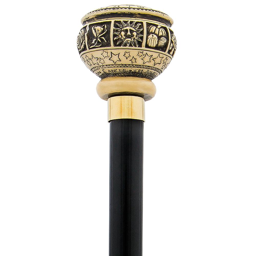 Scratch and Dent Astrological Cancer Walking Cane with Black Beechwood Shaft V1930 Clearance Best Seller