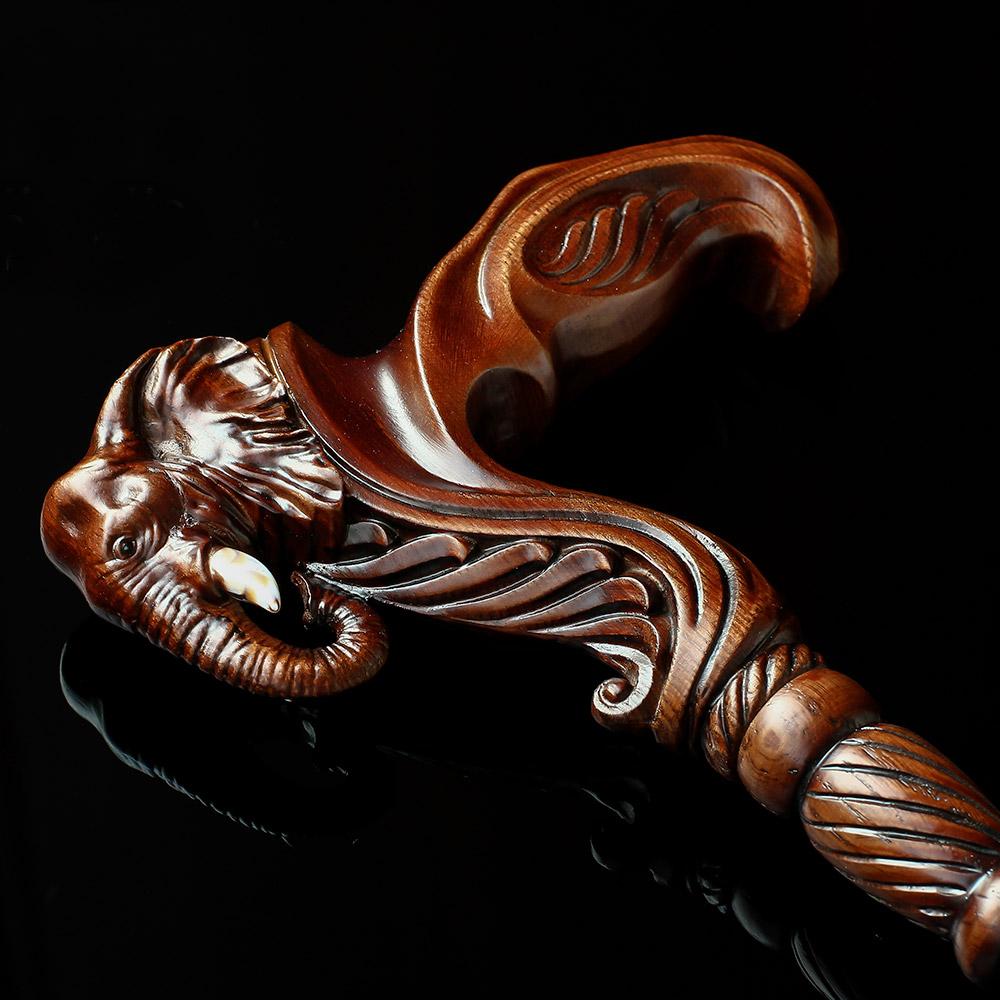 Elephant: Artisan Intricate Handcarved Wood Cane (Right Hand) Outlet Store Locations