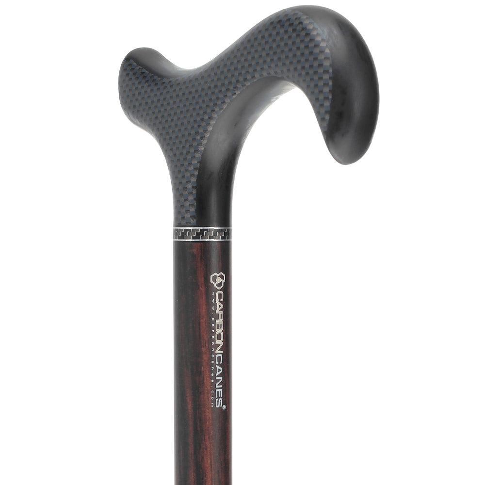 Exotic Ebony Wood on Carbon Fiber - Derby Walking Cane Professional