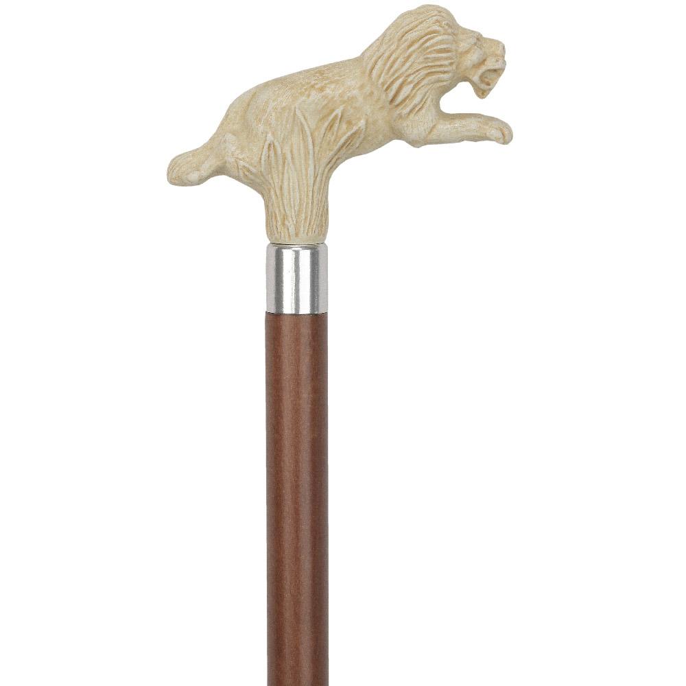 Faux Ivory Rampant Lion-Italian Handle Cane w/ Custom Handle and Collar Cheapest Pice Cheap Pice