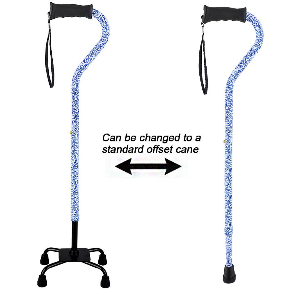 Blue Rain Designer Aluminum Convertible Quad Walking Cane with Comfort Grip - Adjustable Shaft Buy Cheap Manchester Great Sale