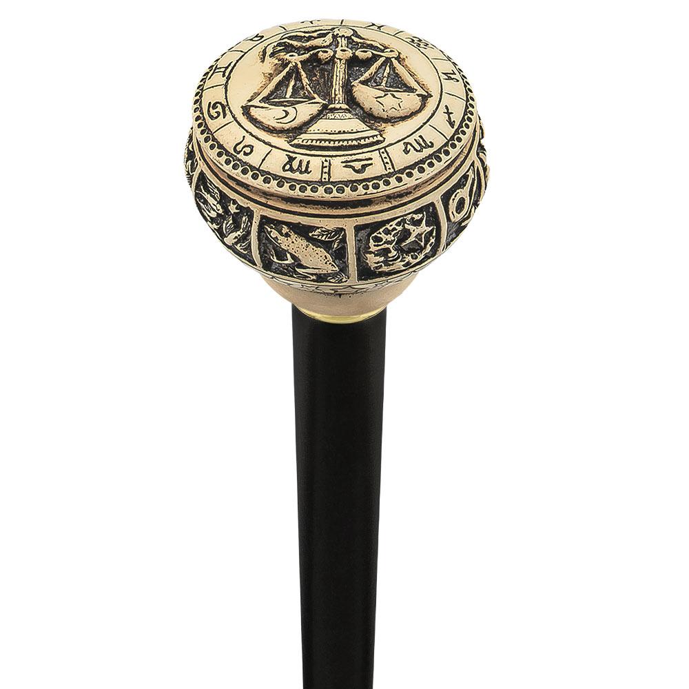 Comoys Astrological Libra Handle Walking Cane w/ Custom Shaft and Collar High Quality For Sale