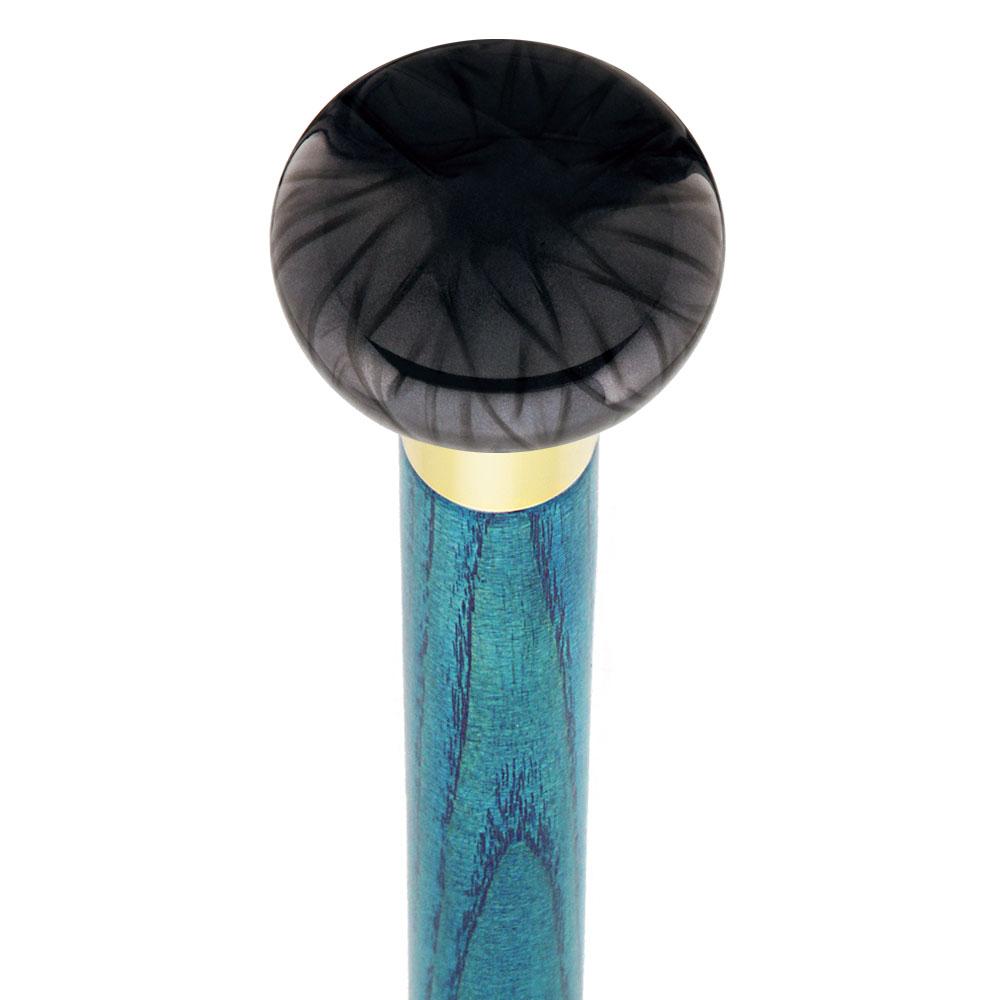 Nostalgia Pearl Black Flat Top Cane w/ Custom Color Ash Shaft & Collar Free Shipping Inexpensive