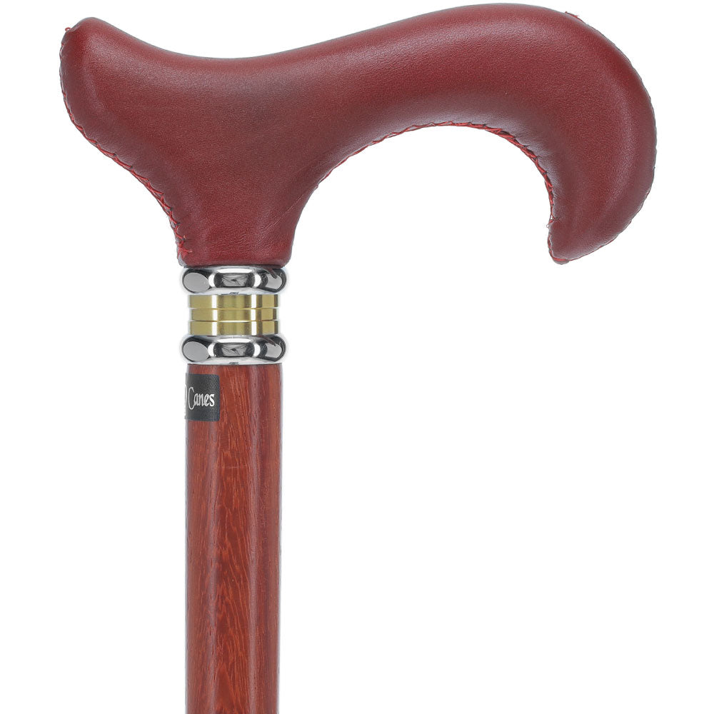 Soft Genuine Leather Red Grip: Red Derby Cane, Padauk Wood Shaft Outlet Locations Cheap Online