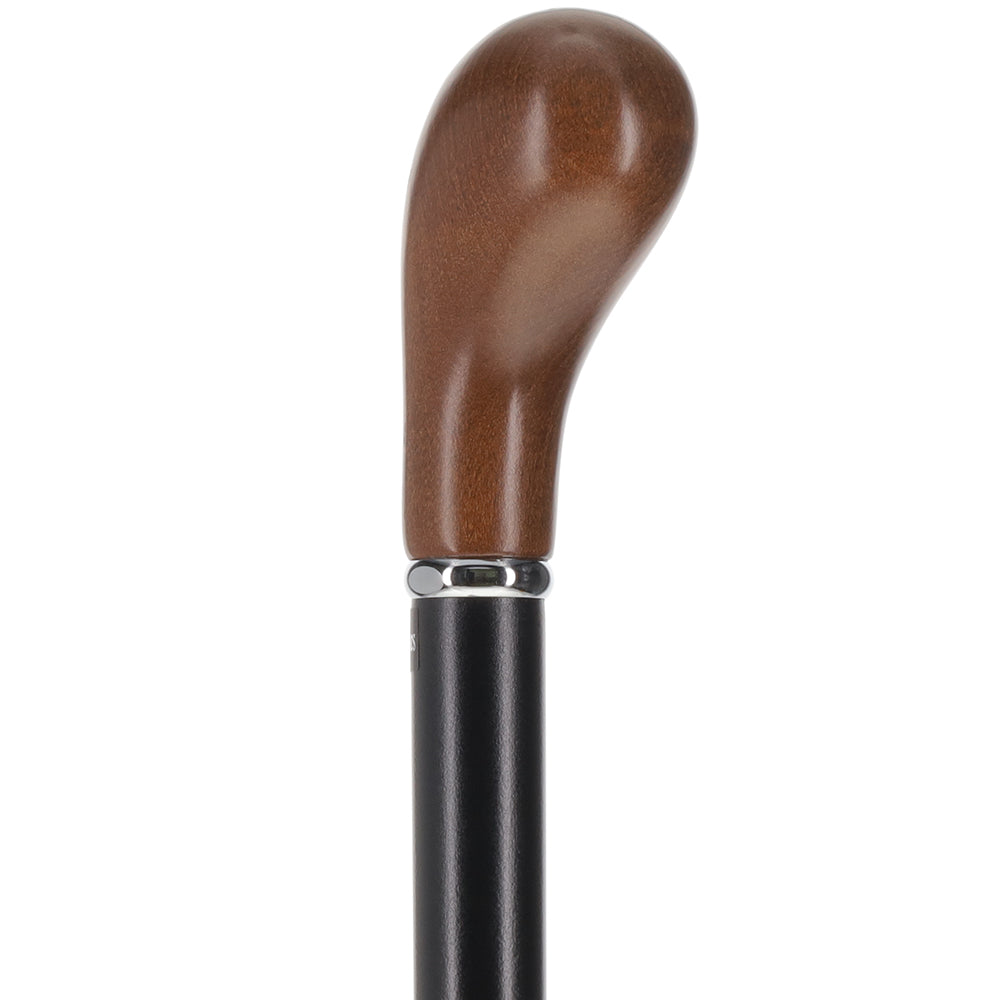 Scratch and Dent Espresso Knob Handle Walking Stick With Black Beechwood Shaft and Silver Collar V1237 Cheap Pice Original