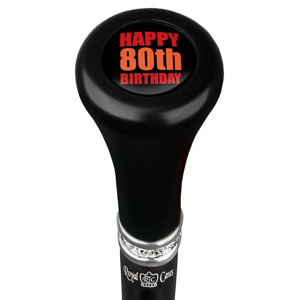 Happy 80th Birthday Top Walking Stick w/ Black Beechwood Shaft & Pewter Collar Reliable Cheap Online