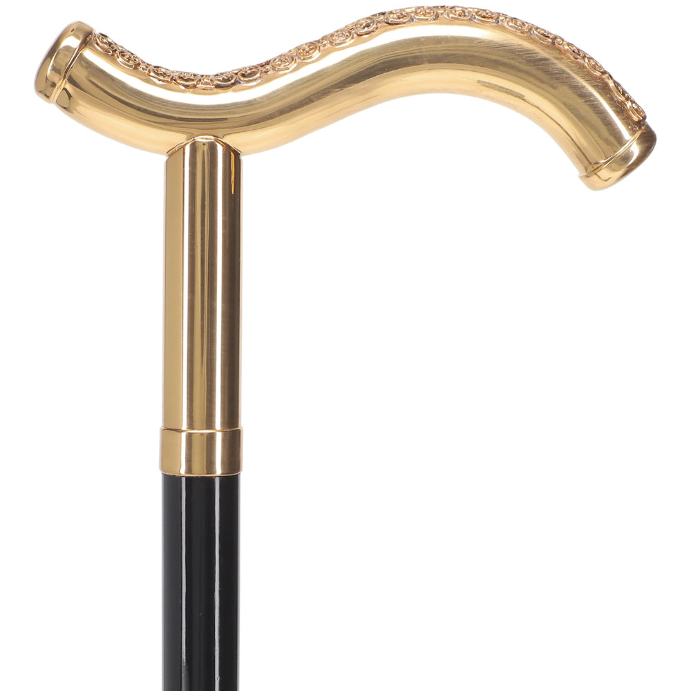 Scratch and Dent 24K Gold Plated Tranquil Fritz Walking Cane w/ Black Beechwood Shaft & Collar V1276 Store Online