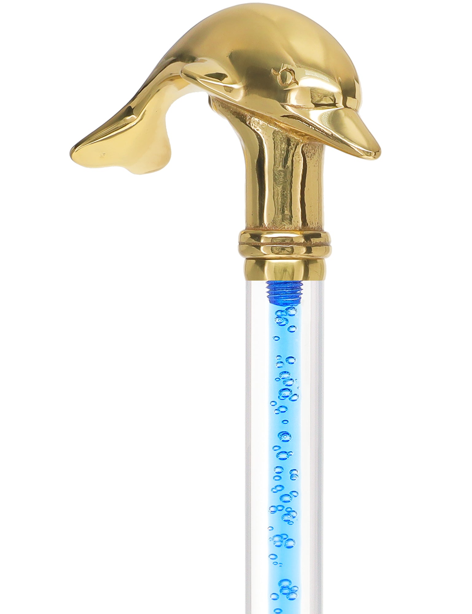 Color Crystal Elegance Brass Dolphin Cane with Invisible Acrylic Shaft Options Hot Sale