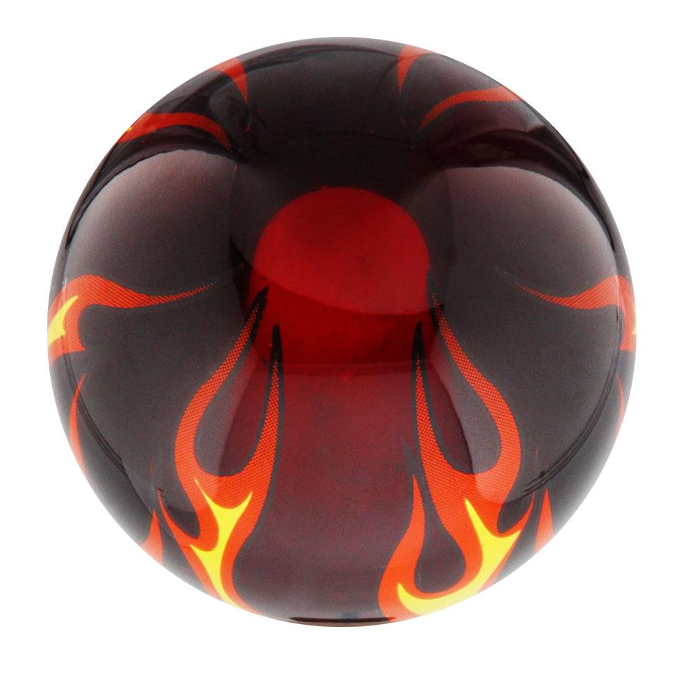 Burst of Flames Red Transparent Round Knob Cane w/ Custom Wood Shaft & Collar Best Seller