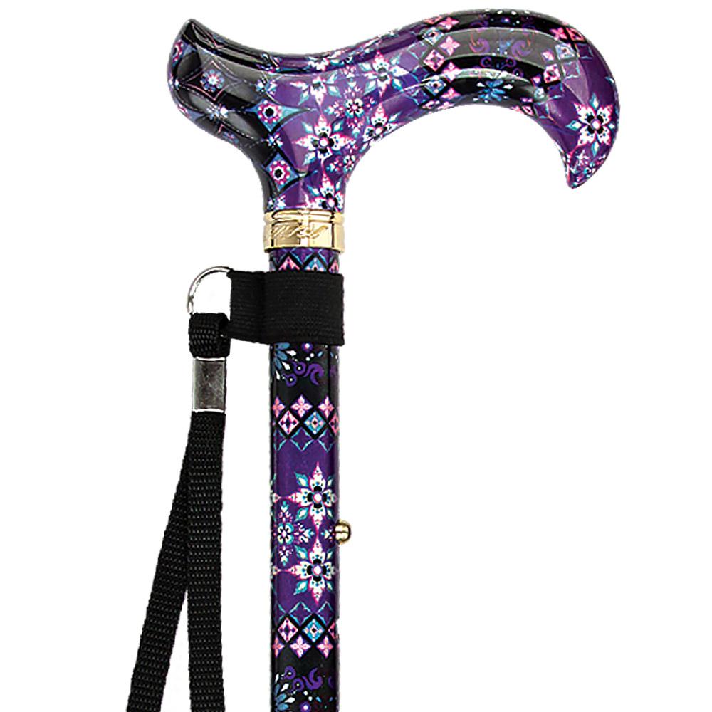 Pretty Purple Designer Folding Cane w/ SafeTbase Adjustable Sale Great Deals