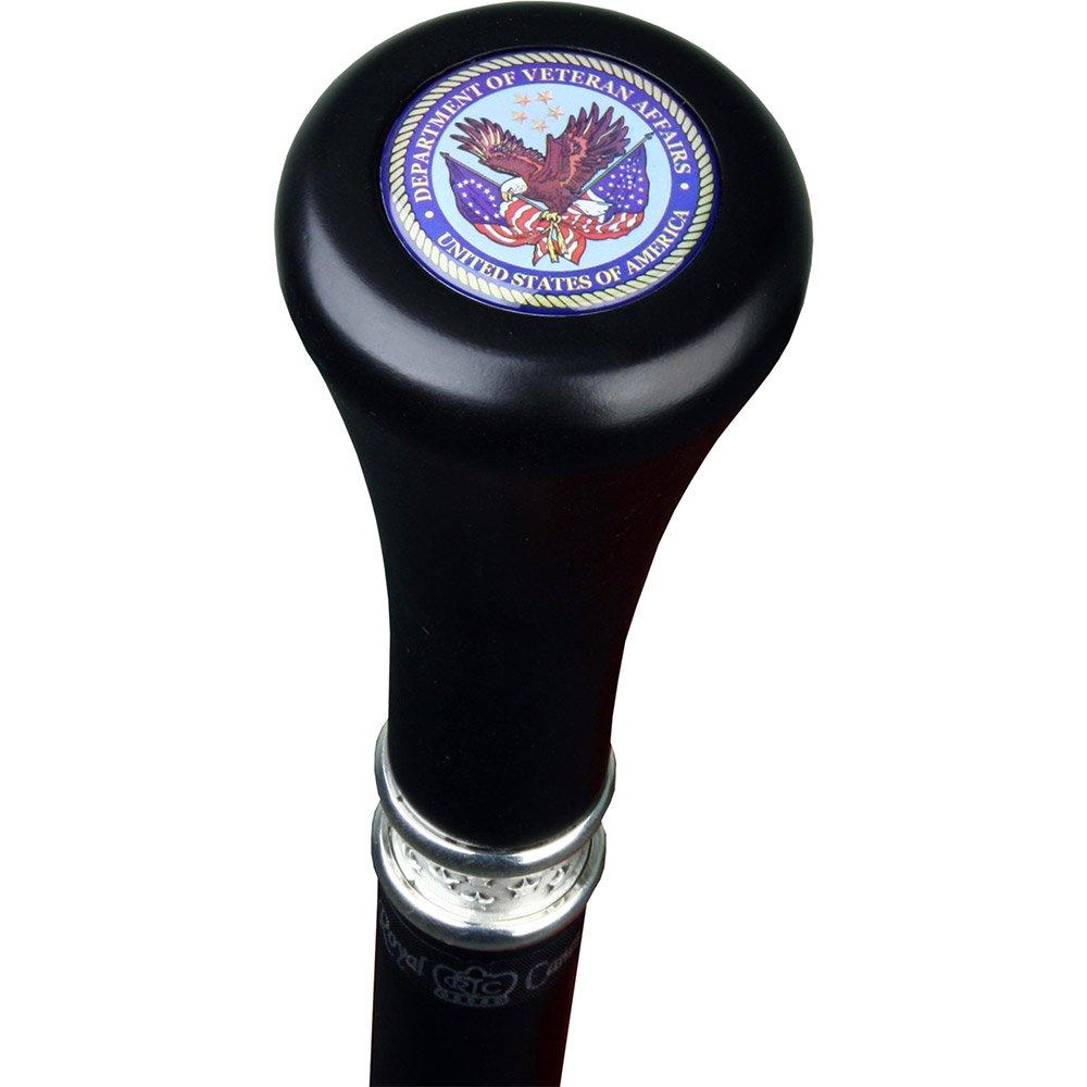 Scratch and Dent Veterans of War Flat Top Walking Stick With Black Beechwood Shaft and Pewter Collar V1646 Discount Latest