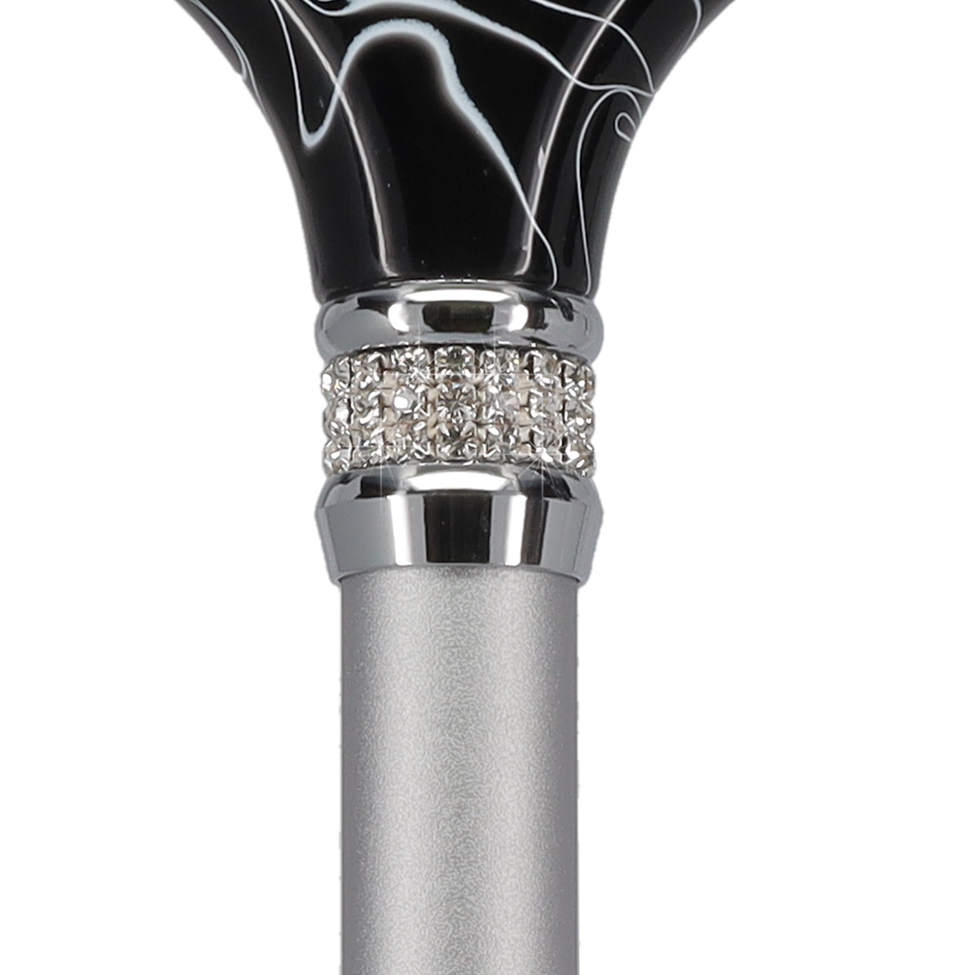 Scratch and Dent Black Marble Designer Derby Handle Walking Cane w/ Rhinestone Collar V2158 Free Shipping Pices