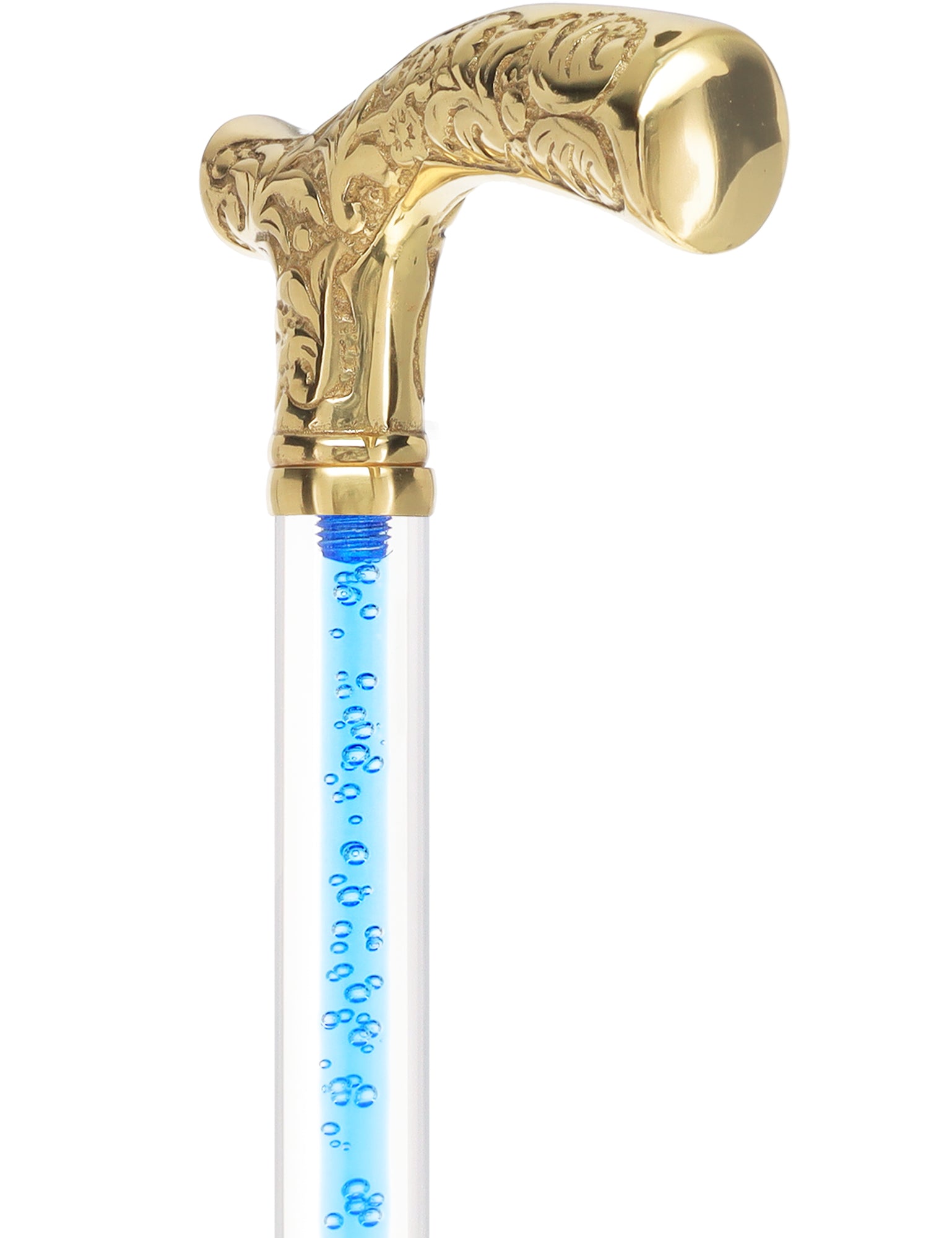 Color Crystal Elegance Brass Fritz Cane with Invisible Acrylic Shaft Options Buy Cheap Discount