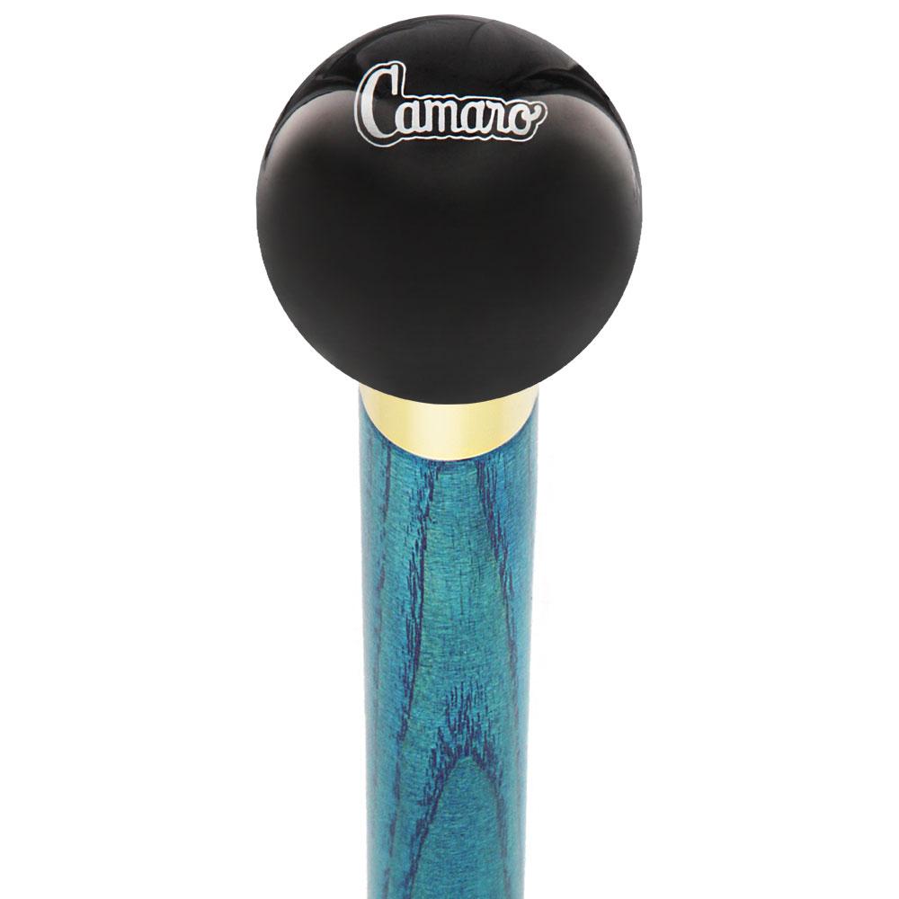 Licensed Camaro Emblem Black Round Knob Cane w/ Custom Color Ash Shaft & Collar Many Kinds Of Online