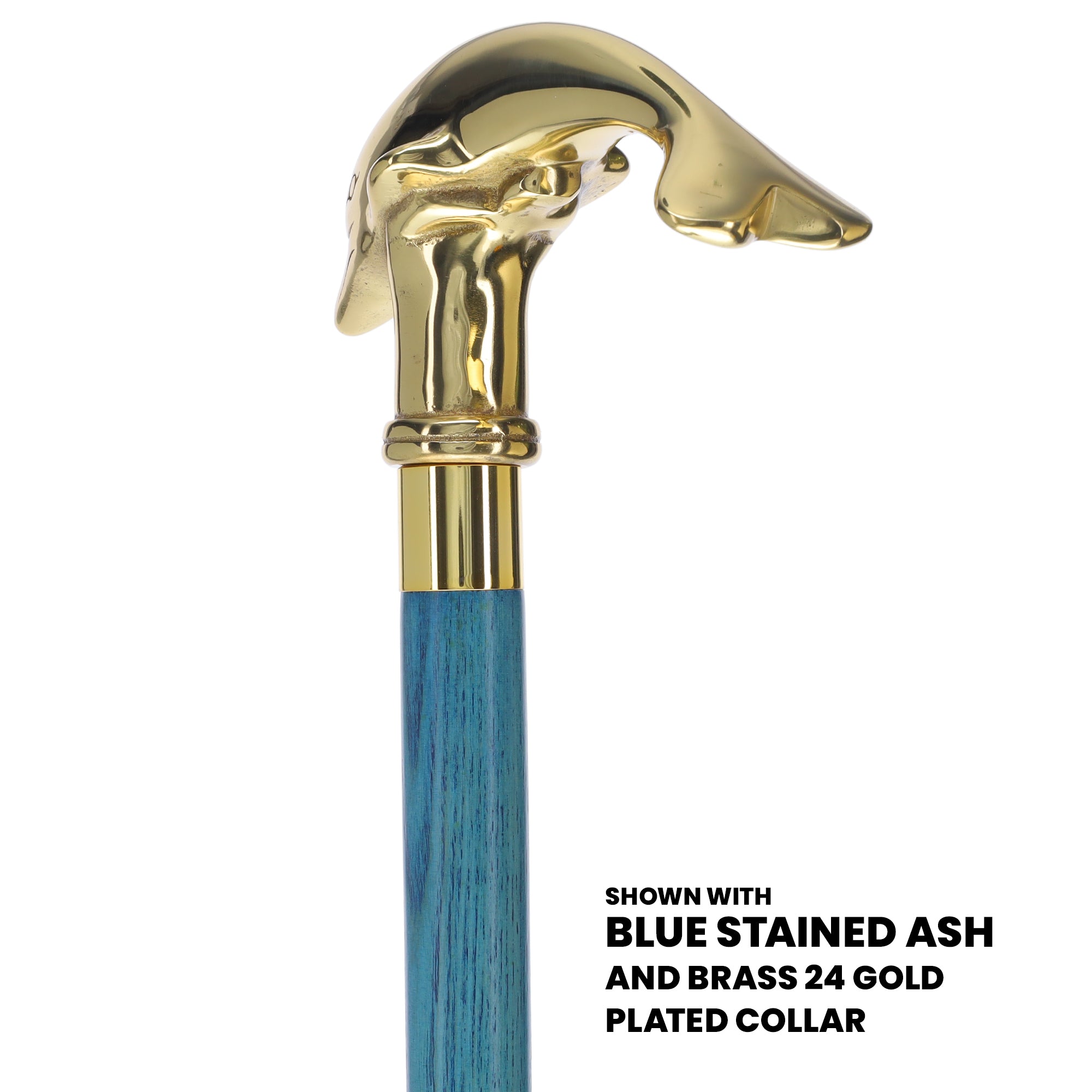 Premium Brass Dolphin Handle Cane: Stained Custom Color Shaft Where To Buy Cheap Real