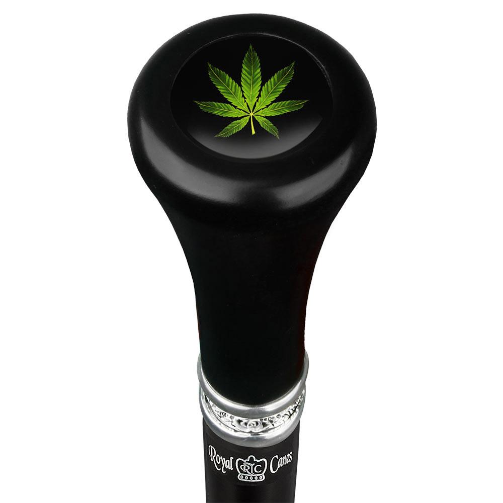 Marijuana Leaf Flat Top Walking Stick w/ Black Beechwood Shaft & Pewter Collar Collections Cheap Pice