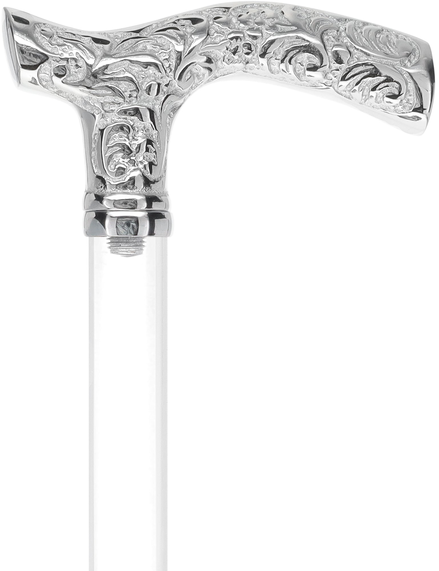 Crystal Elegance Chrome Fritz Cane with Invisible Acrylic Shaft Options Discount Fashionable