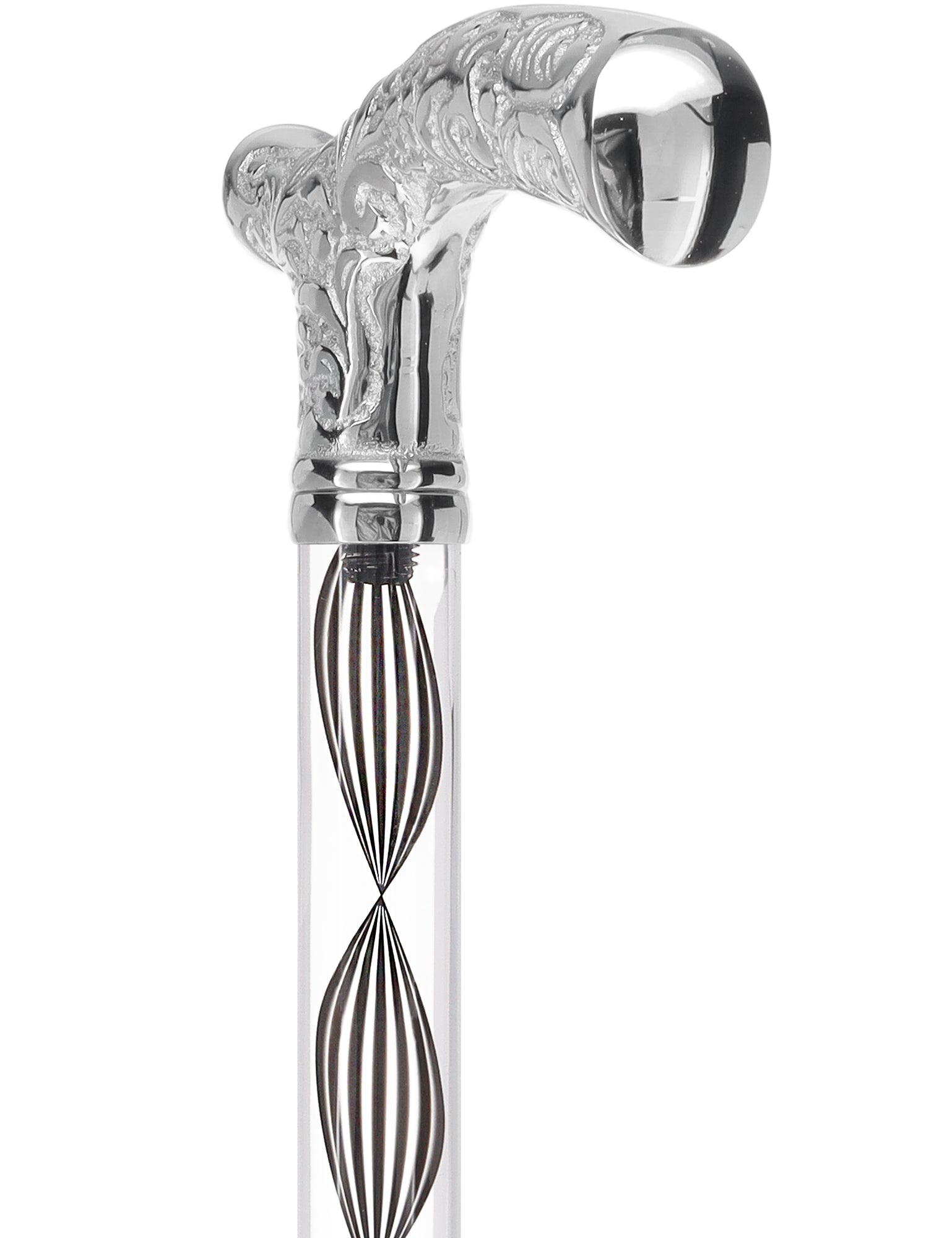 Crystal Elegance Chrome Fritz Cane with Invisible Acrylic Shaft Options Discount Fashionable