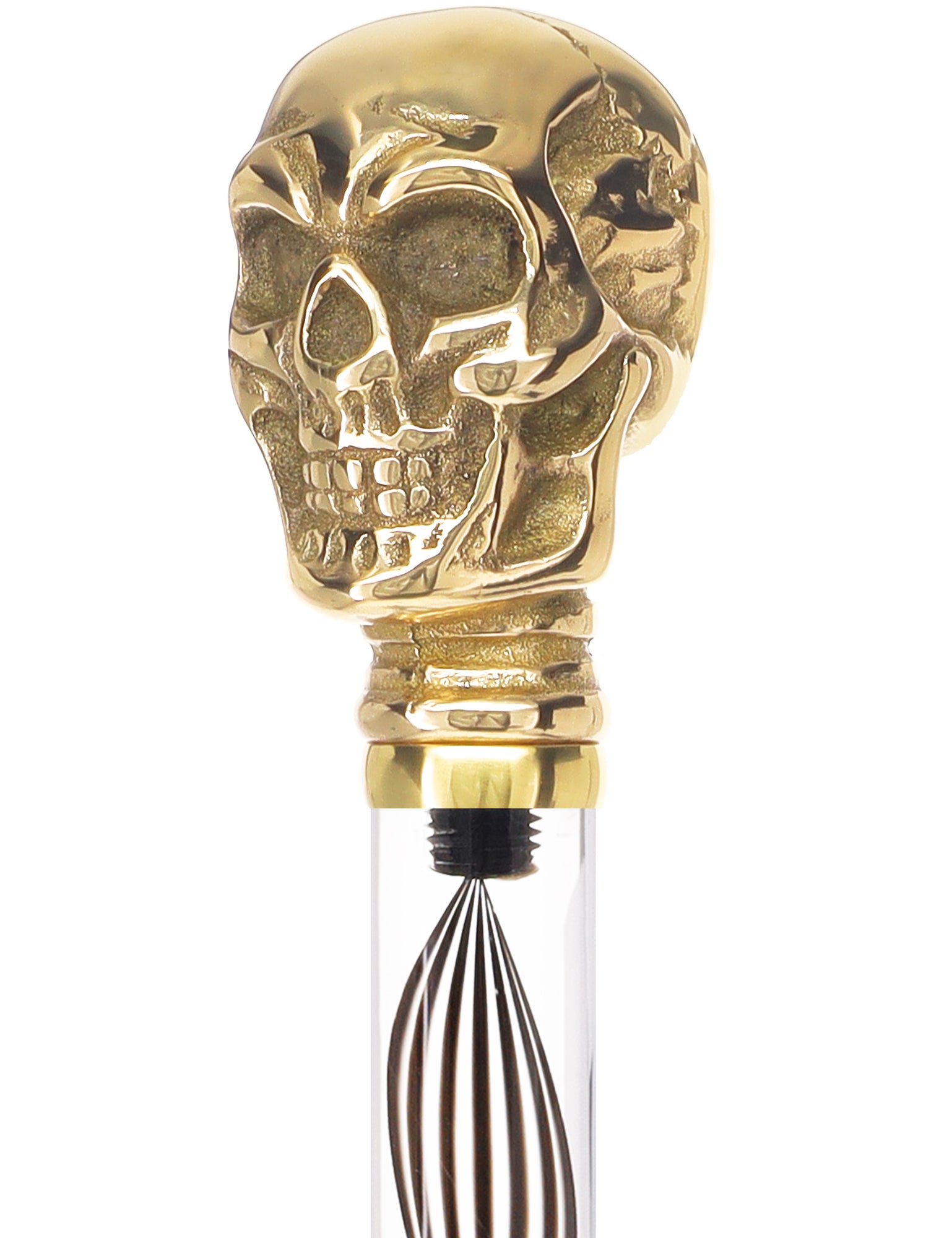 Crystal Elegance Brass Skull Cane with Invisible Acrylic Shaft Options Outlet