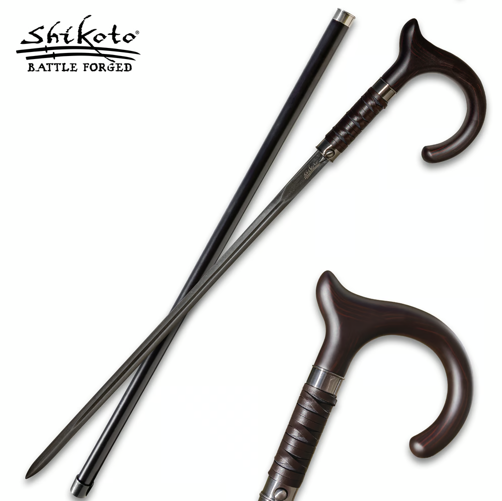 Shikoto Gentleman's Hook Damascus Sword Cane Free Shipping 2025 New