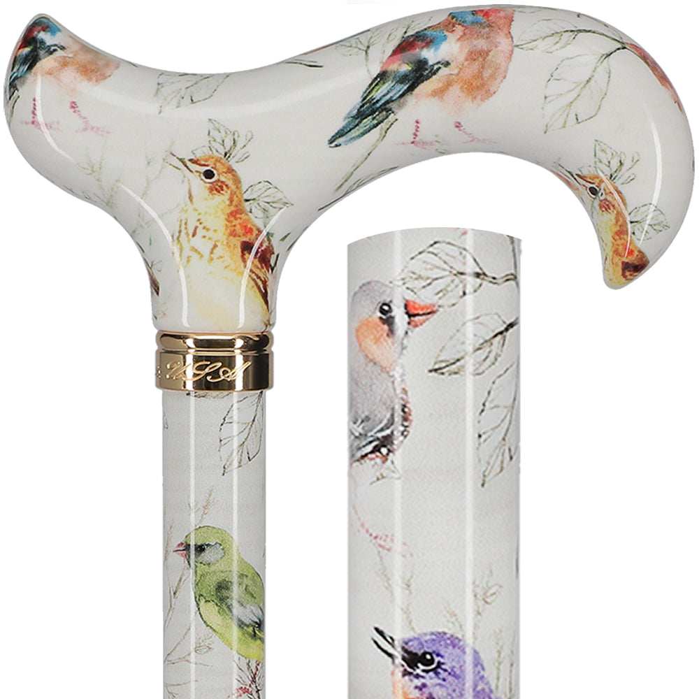 Watercolor Bird: Designer Derby Cane with Patterned Handle Cheap Official