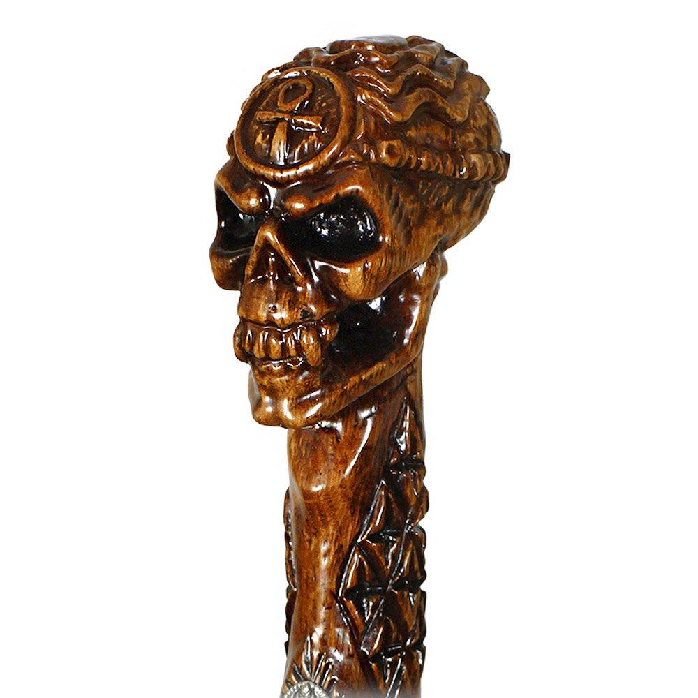 Egyptian Skull Cane: Unique Wood Handcarved Artisan Detail Footlocker Pictures