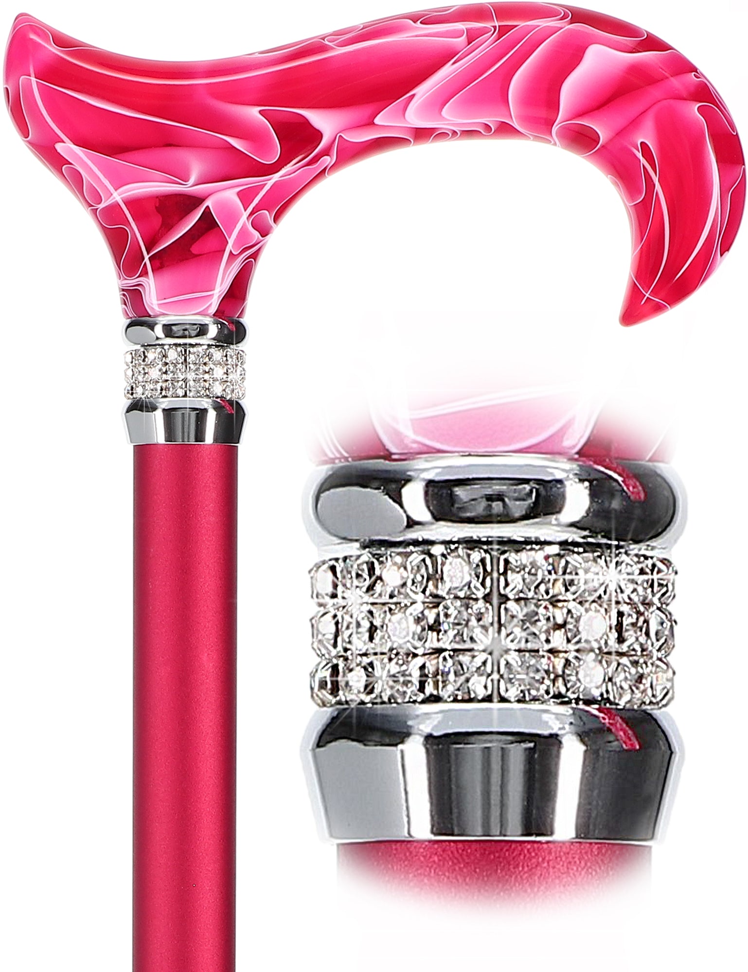 Rhinestone Designer Cane: Vibrant Magenta Red Exquisite Pearlz Discount Shop For