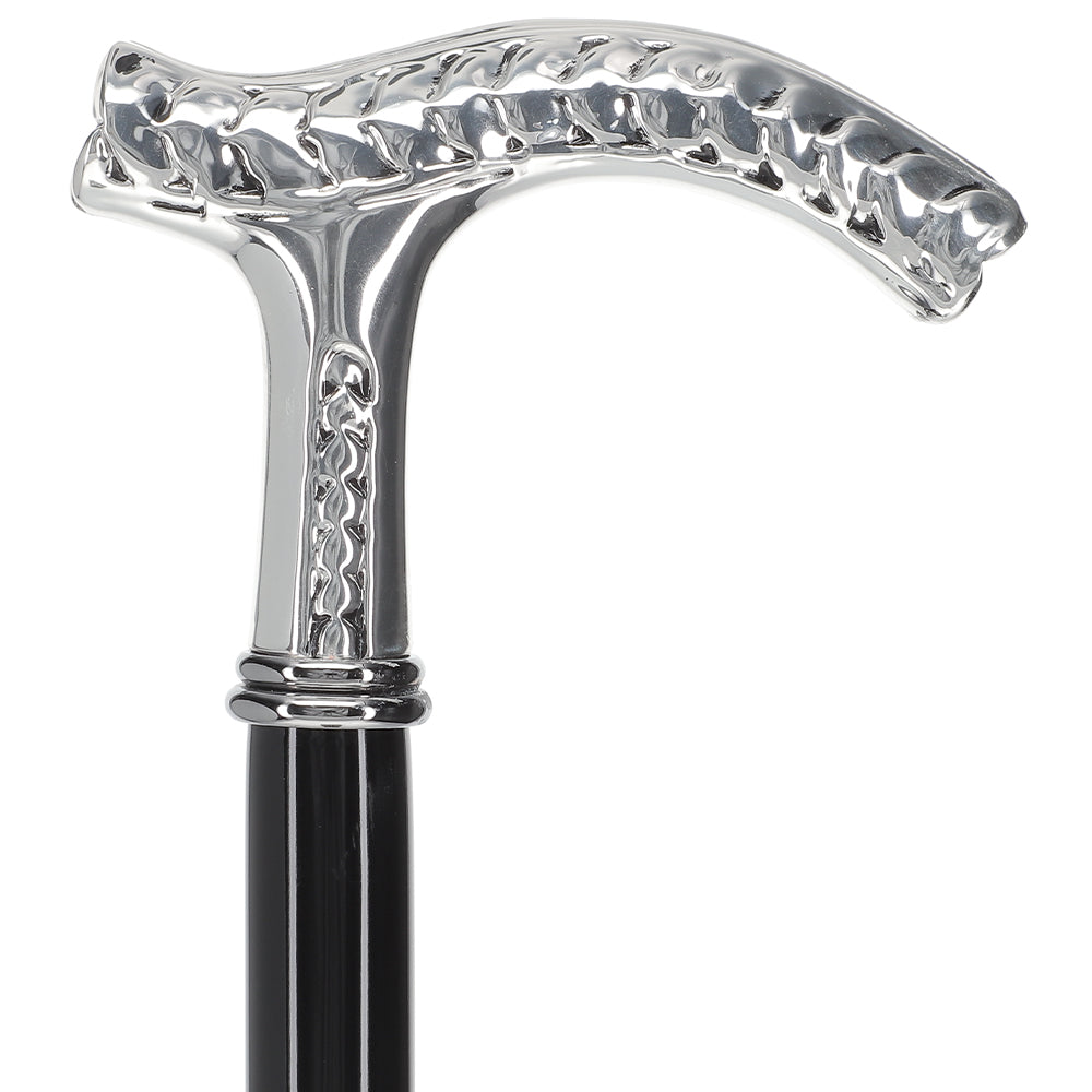 Italian Luxury: Fritz Leaves Handle Cane, In 925r Silver Low Pice