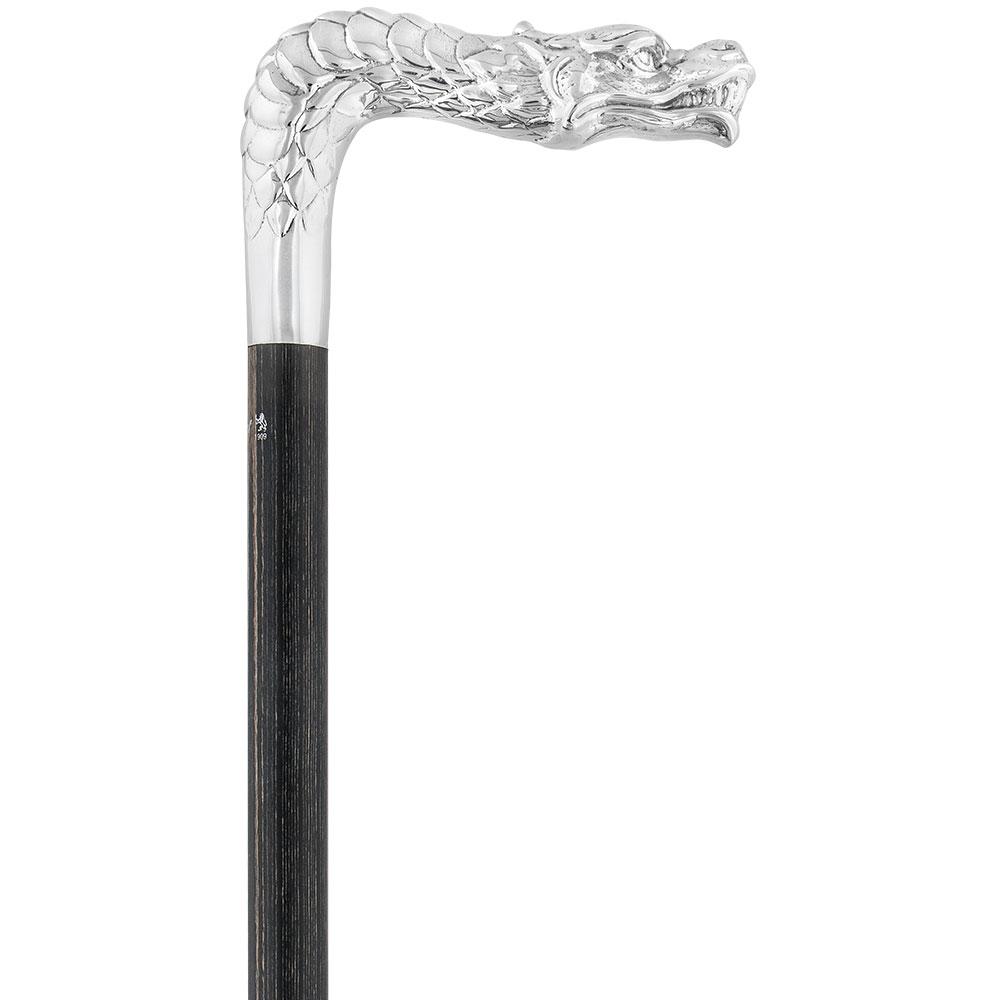 Dragon Cane Silver Plated Fritz Handle w/ Carbon Fiber Shaft With Credit Card For Sale