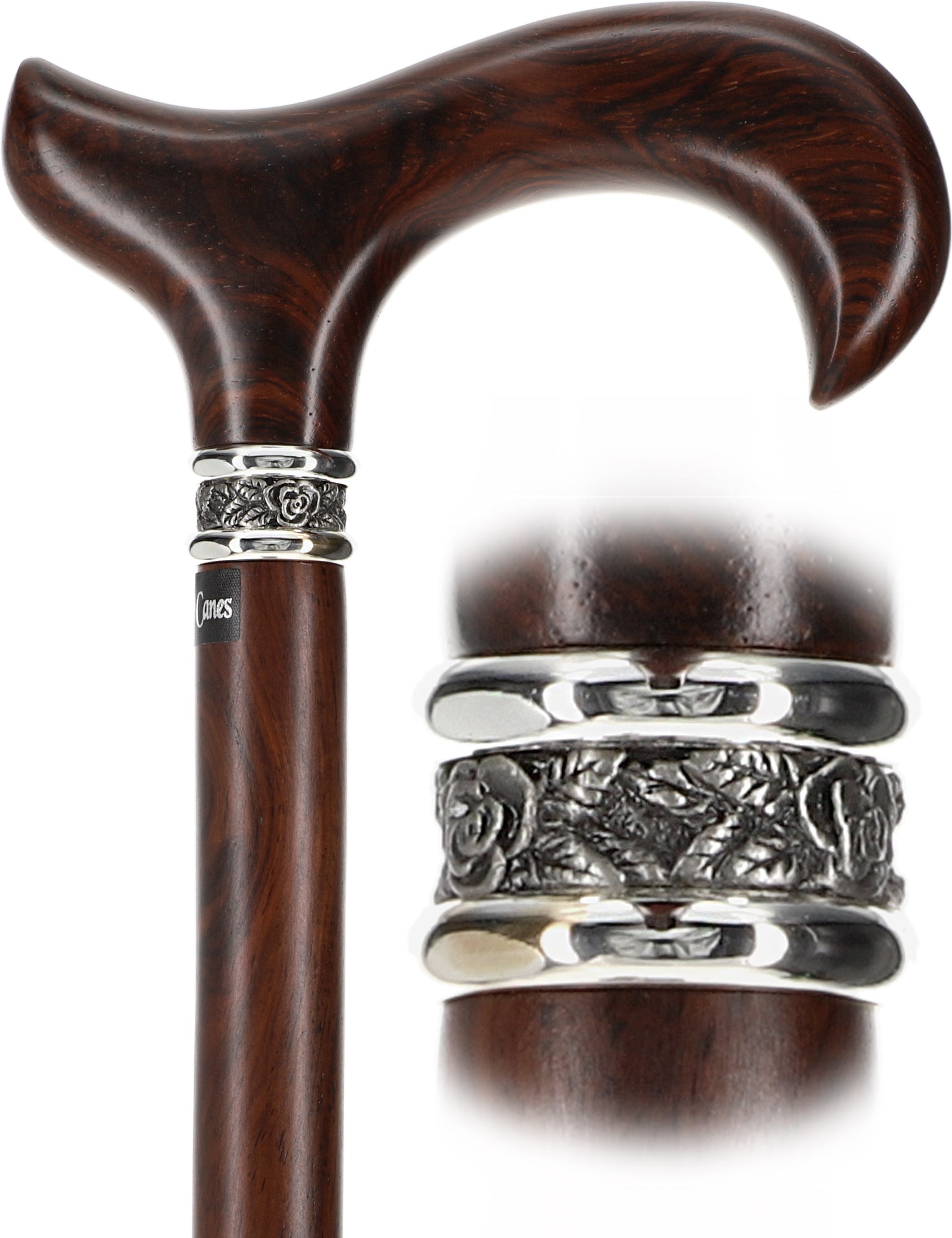 Luxury Derby Cane: Streaking Genuine Cocobolo Wood, Pewter Collar For Nice Cheap Online