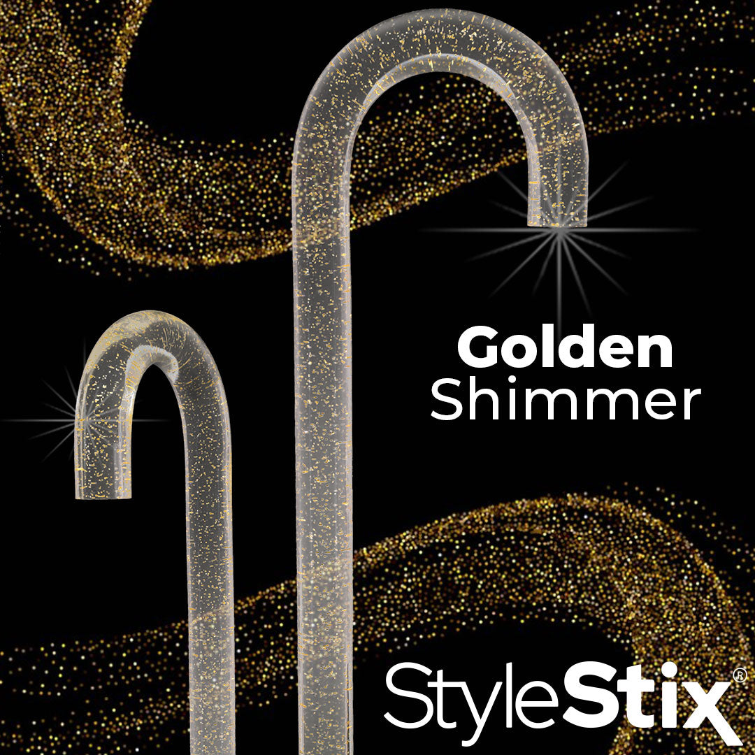 Golden Shimmer Cane: Gold Sparkles in Invisible Clear Shaft Clearance Purchase