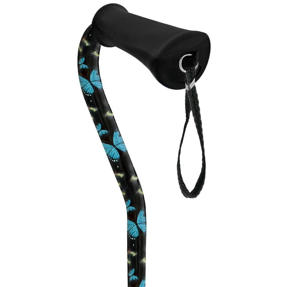 Night of the Butterfly Offset Adjustable Walking Cane w/ Comfort Grip 2.0 Outlet Classic