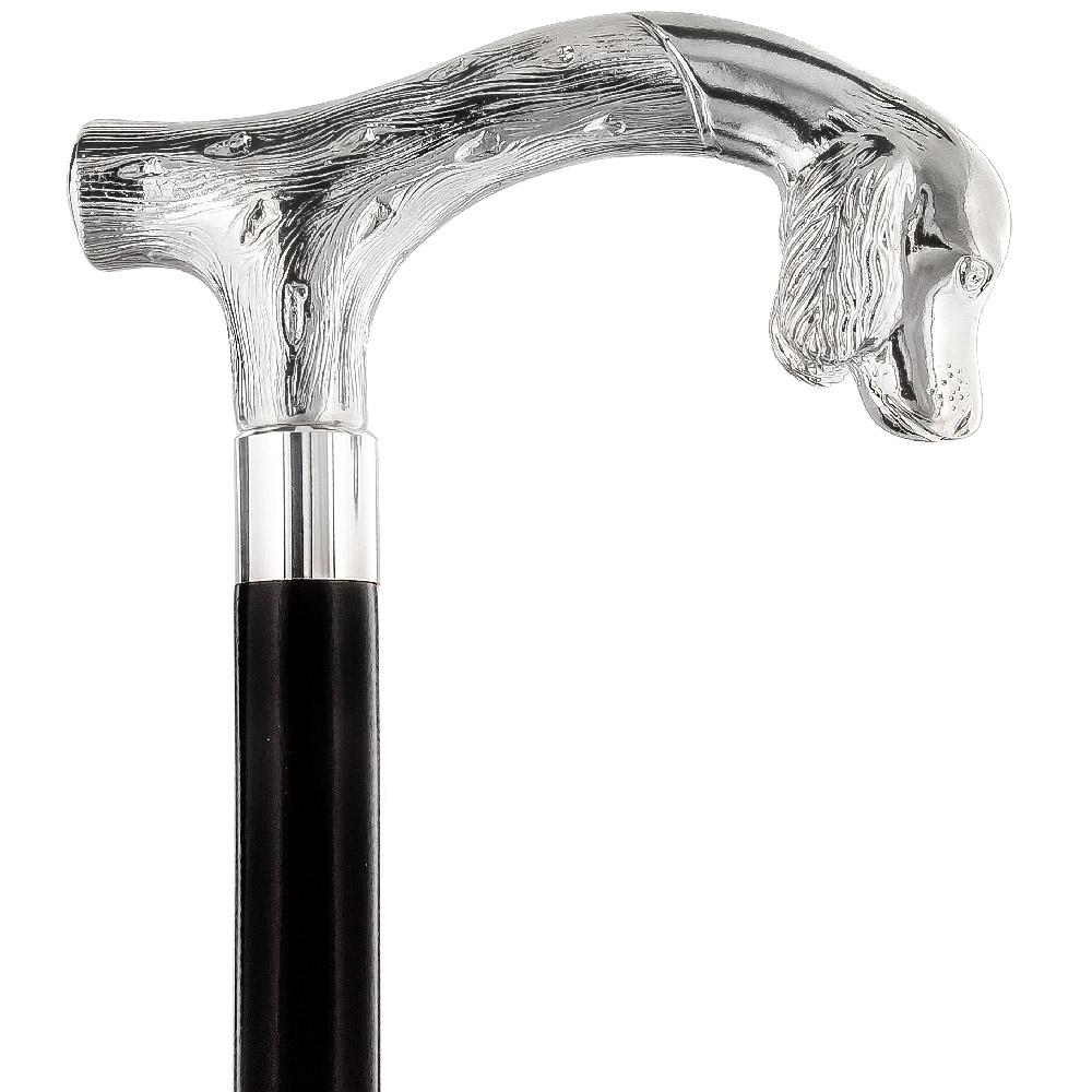 Tried-and-True Cocker Spaniel Nickel Plated Fritz Handle Cane w/ Custom Shaft & Collar Free Shipping Classic