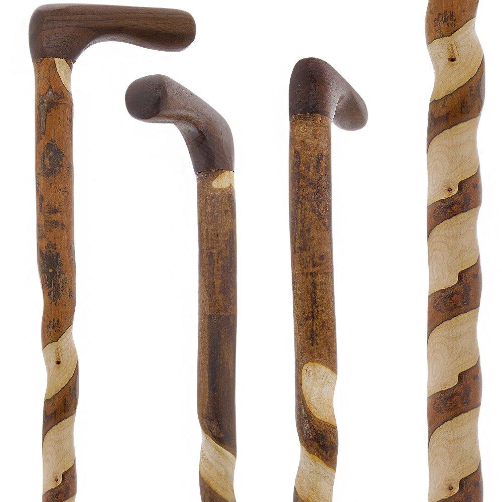 Elegant Spiral & Natural Bark Cane: Hickory & Walnut Craft Clearance Inexpensive