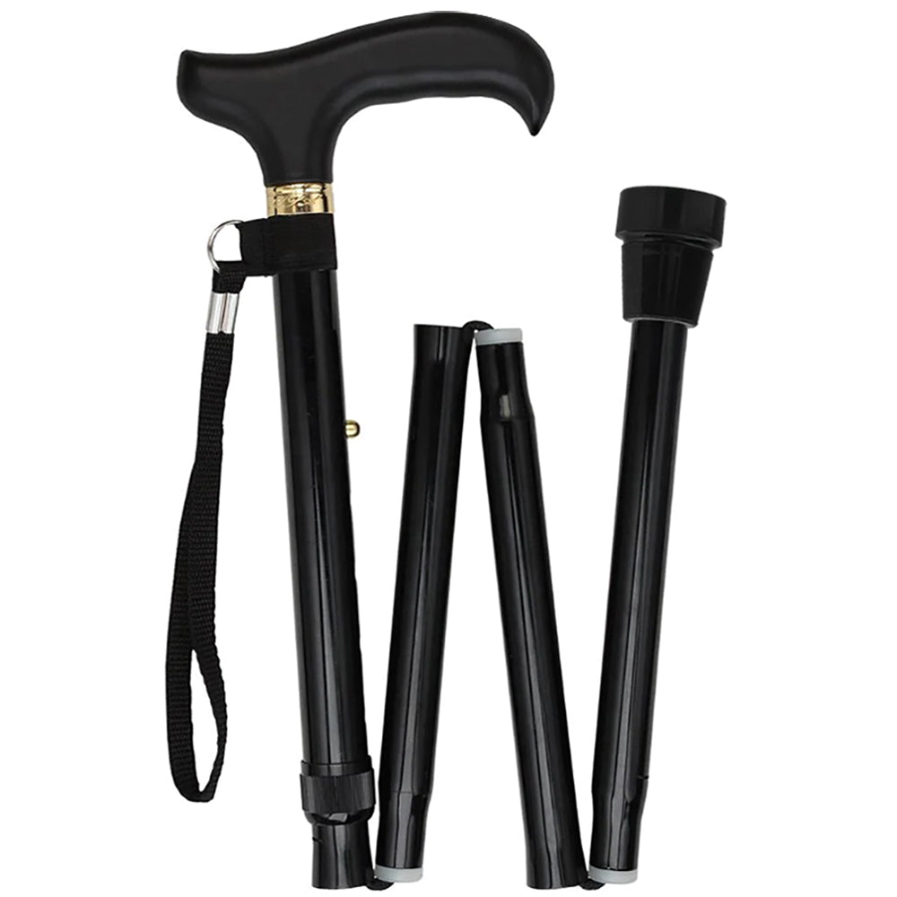 Scratch and Dent Black: Adjustable Folding Derby Walking Cane Wooden Handle V3114 Comfortable Cheap Pice