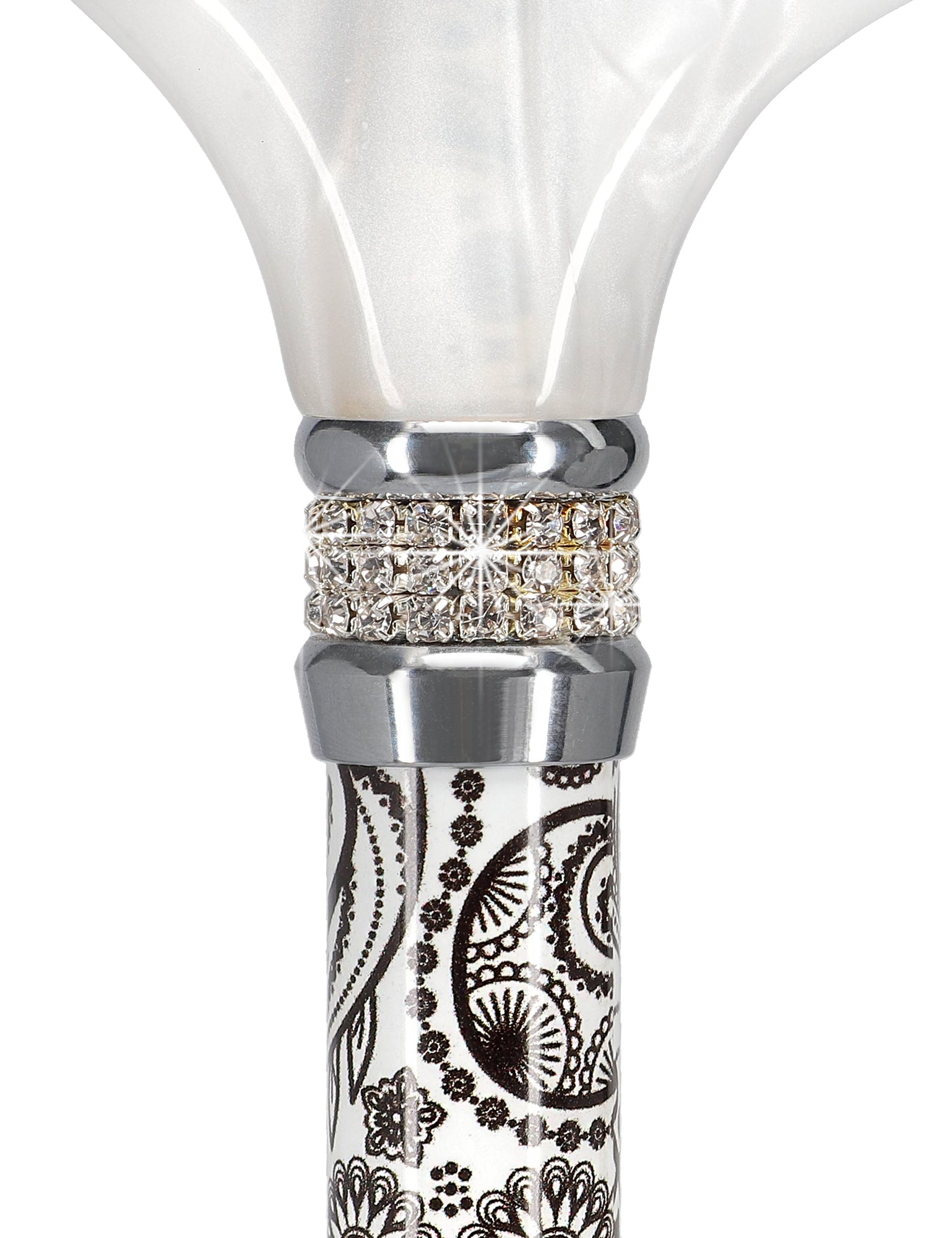 Rhinestone Designer Cane: Black & White Majesty Pearlz Visit Online