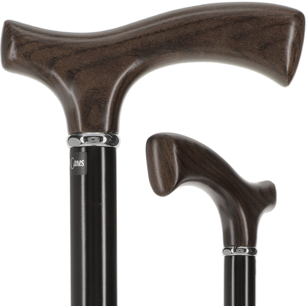 Scratch and Dent Black Ash Fritz Walking Cane With Black Beechwood Shaft and Silver Collar V2024 Visit