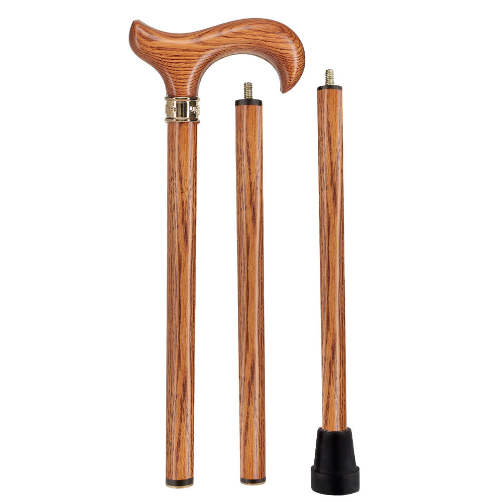 Luxury Oak Derby Cane - 3 Piece & Brass Embossed Collar Clearance Cheapest Pice